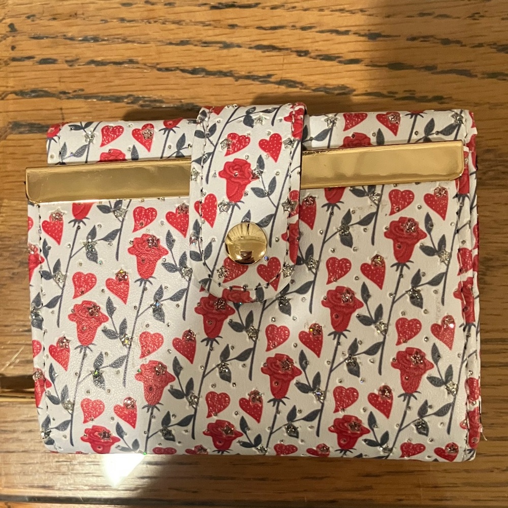 Rose Pattern Women's Wallet with Gold Accent AND/OR Pink Wallet with Hearts